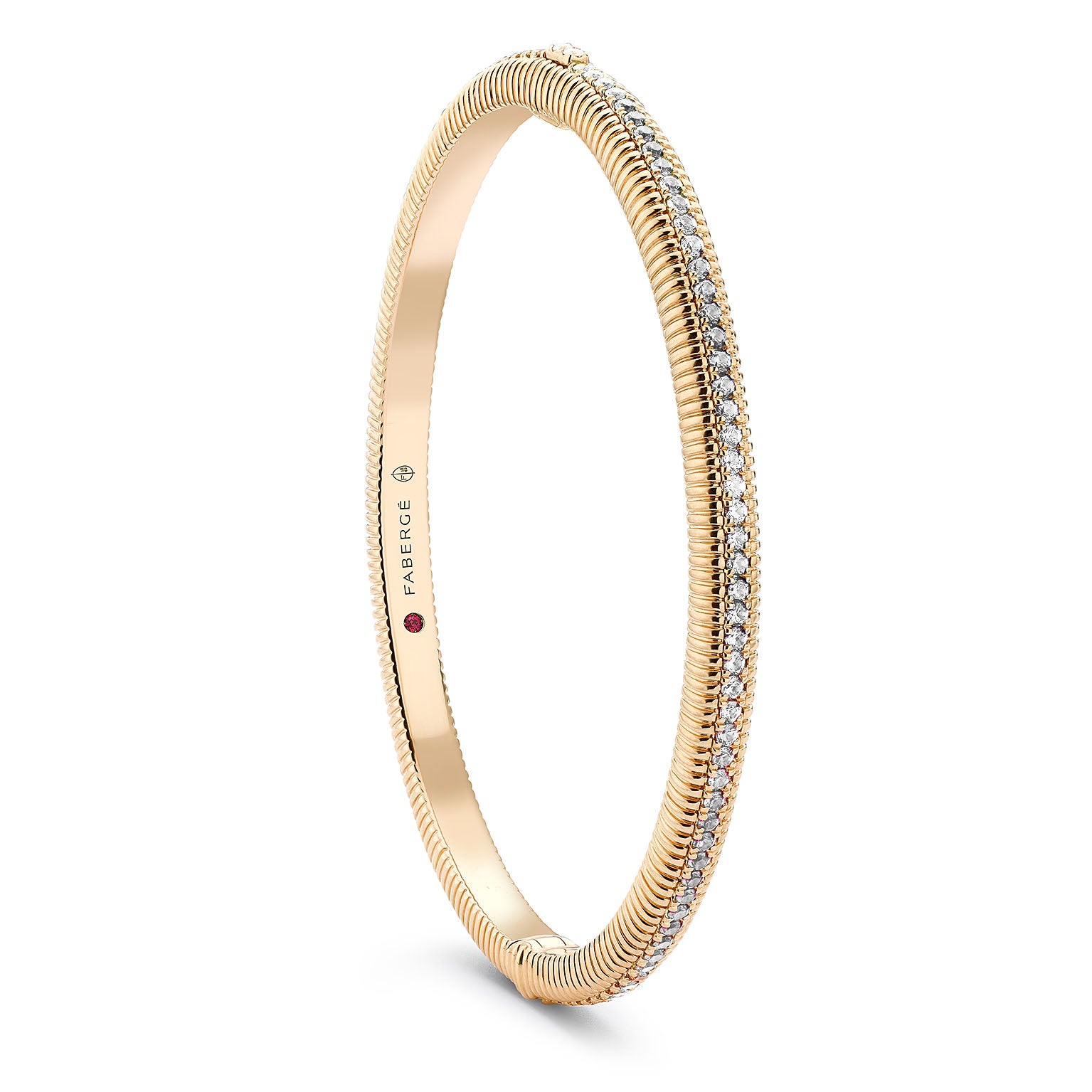 Faberge Colours Of Love 18ct Yellow Gold Diamond Hinged Fluted Bracelet