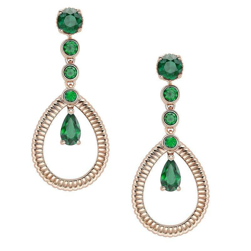 Faberge Colours Of Love 18ct Yellow Gold Emerald Fluted Teardrop Earrings