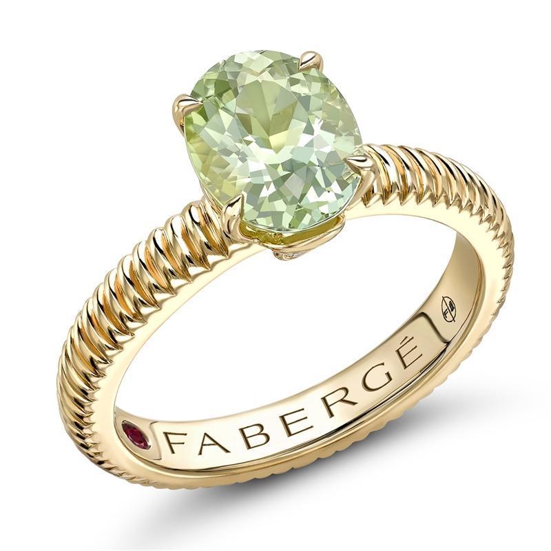 Faberge Colours Of Love 18ct Yellow Gold Tourmaline Fluted Ring - 52