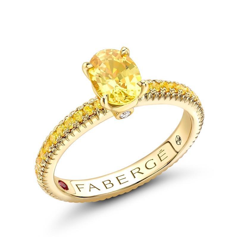 Faberge Colours Of Love 18ct Yellow Gold Yellow Sapphire Fluted Ring - 57