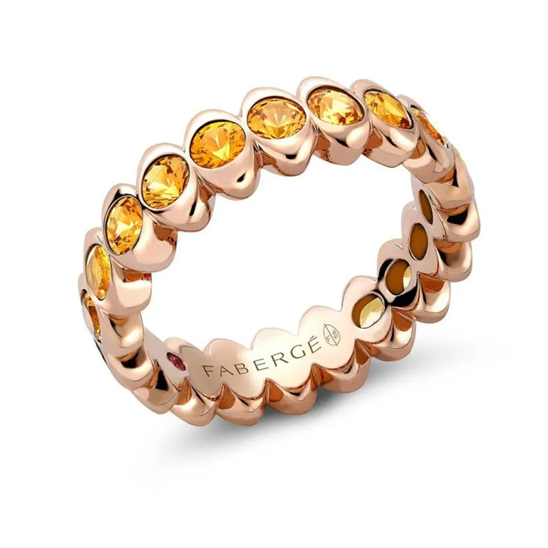 Faberge Colours Of Love Cosmic Curve 18ct Rose Gold Orange Sapphire Eternity Ring - 48