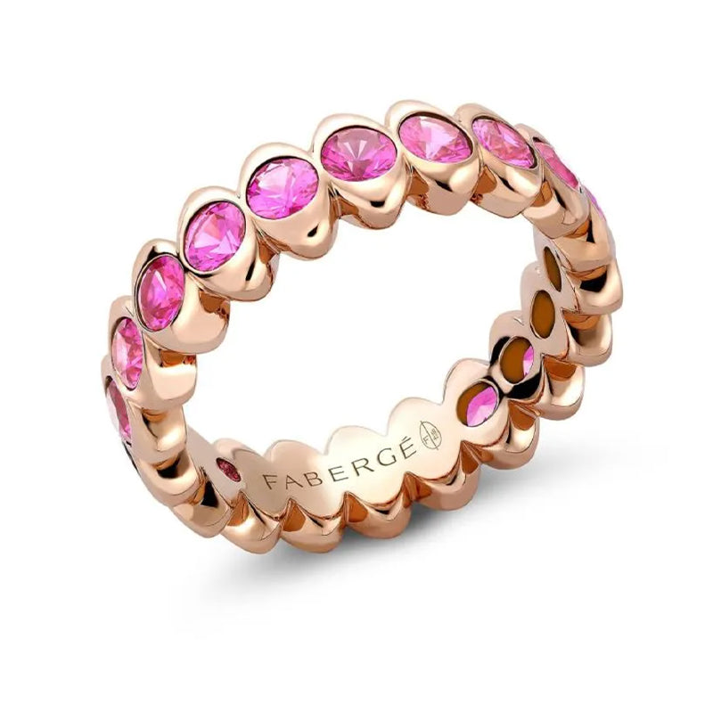Faberge Colours Of Love Cosmic Curve 18ct Rose Gold Pink Sapphire Eternity Ring - 67