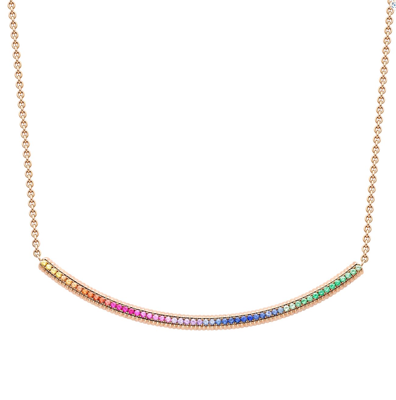 Faberge Colours Of Love Cosmic Curve 18ct Rose Gold Rainbow Fluted Choker Necklace