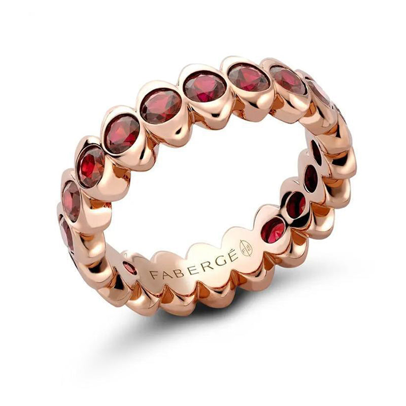 Faberge Colours Of Love Cosmic Curve 18ct Rose Gold Ruby Eternity Ring - 51