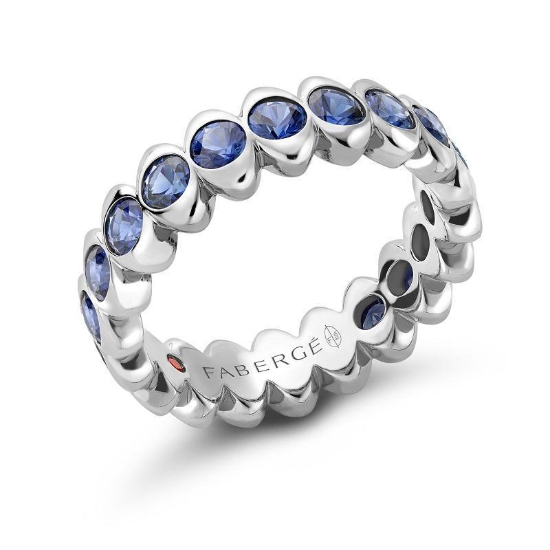 Faberge Colours Of Love Cosmic Curve 18ct White Gold Sapphire Eternity Ring - 50