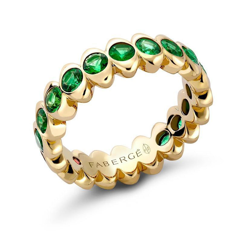Faberge Colours Of Love Cosmic Curve 18ct Yellow Gold Emerald Eternity Ring - 49