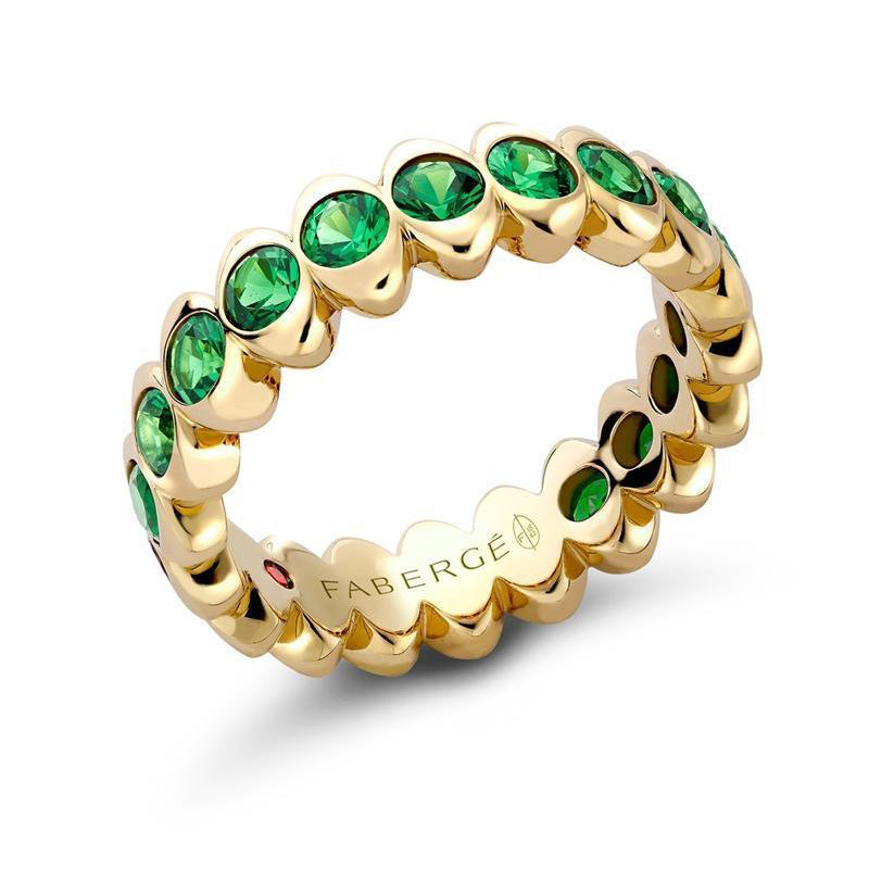 Faberge Colours Of Love Cosmic Curve 18ct Yellow Gold Tsavorite Eternity Ring - 52