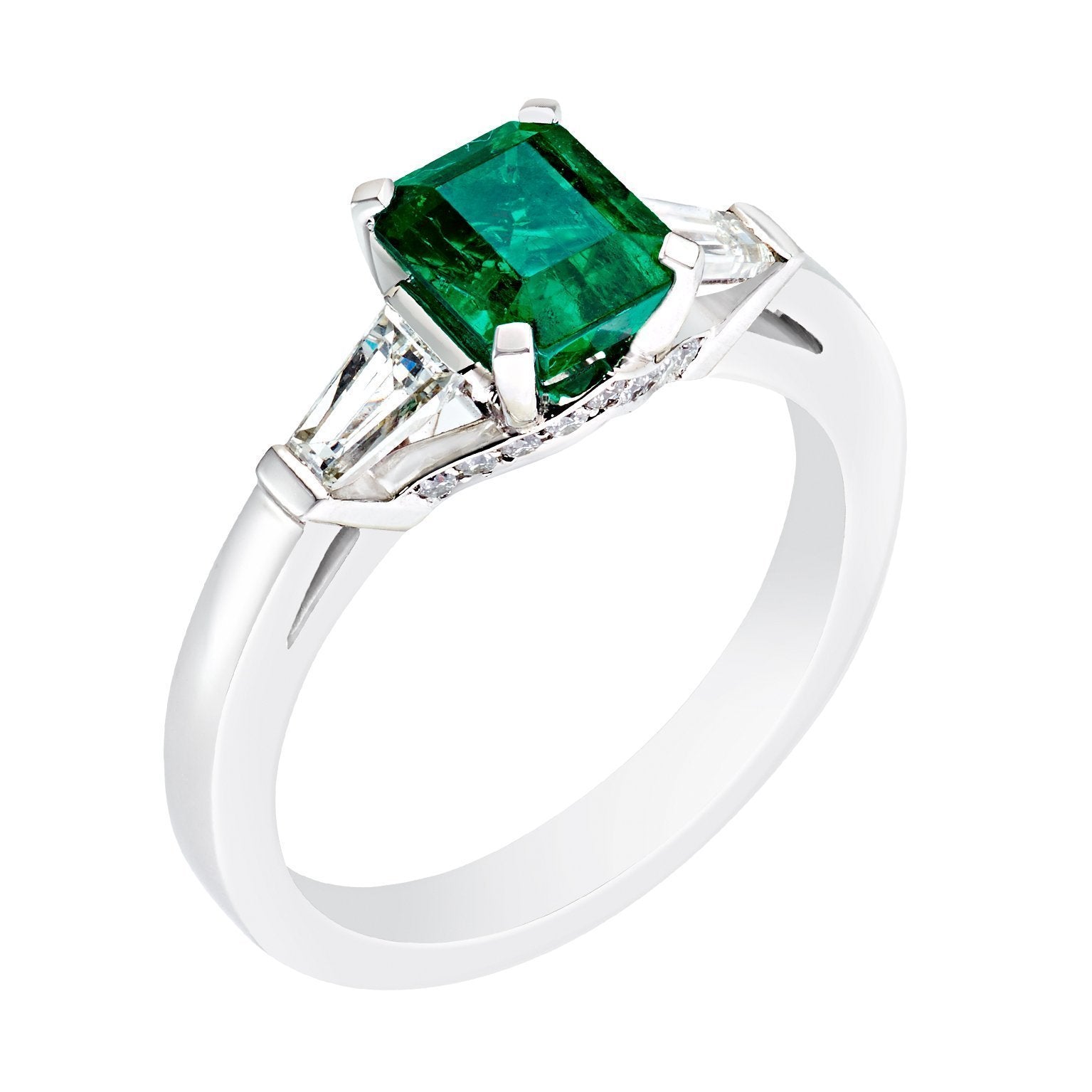 Faberge Colours Of Love Platinum Emerald Step Cut Ring - 53