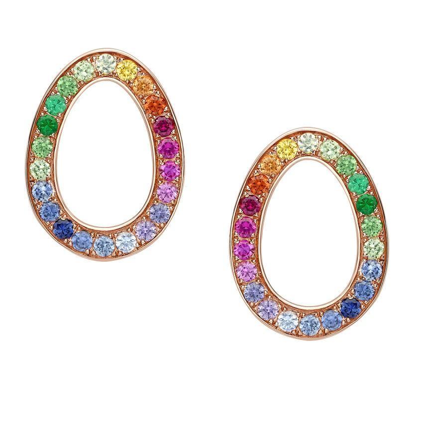 Faberge Colours Of Love Sasha 18ct Rose Gold Rainbow Gemstone Egg Earrings