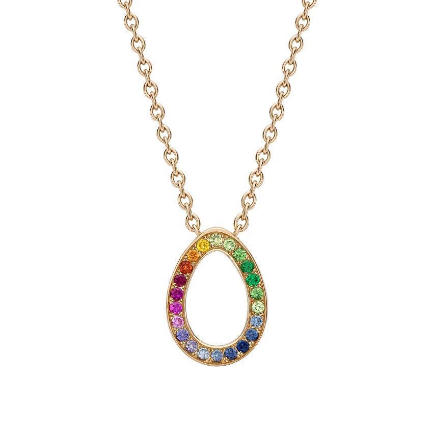 Faberge Colours Of Love Sasha 18ct Rose Gold Rainbow Gemstone Egg Necklace
