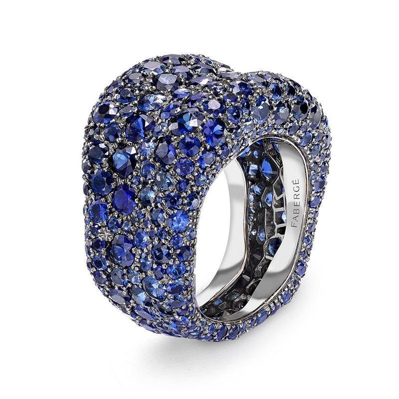 Faberge Emotion 18ct White Gold Blue Sapphire Ring - 48