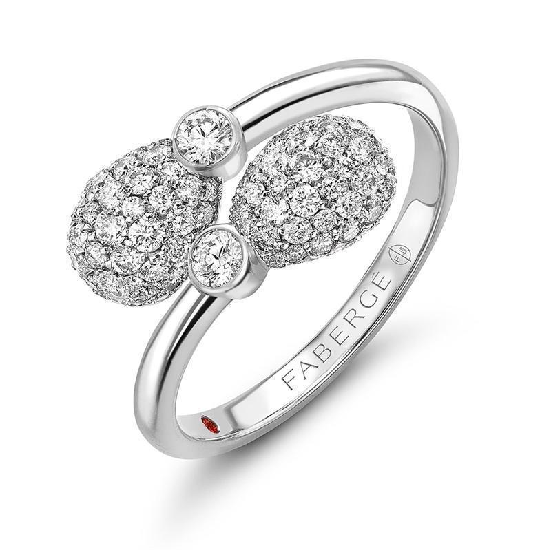 Faberge Emotion 18ct White Gold Diamond Crossover Ring - 51