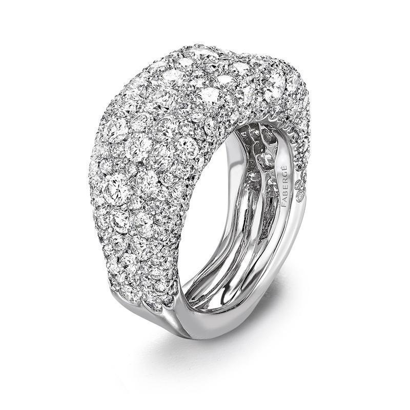 Faberge Emotion 18ct White Gold Diamond Thin Ring - 50