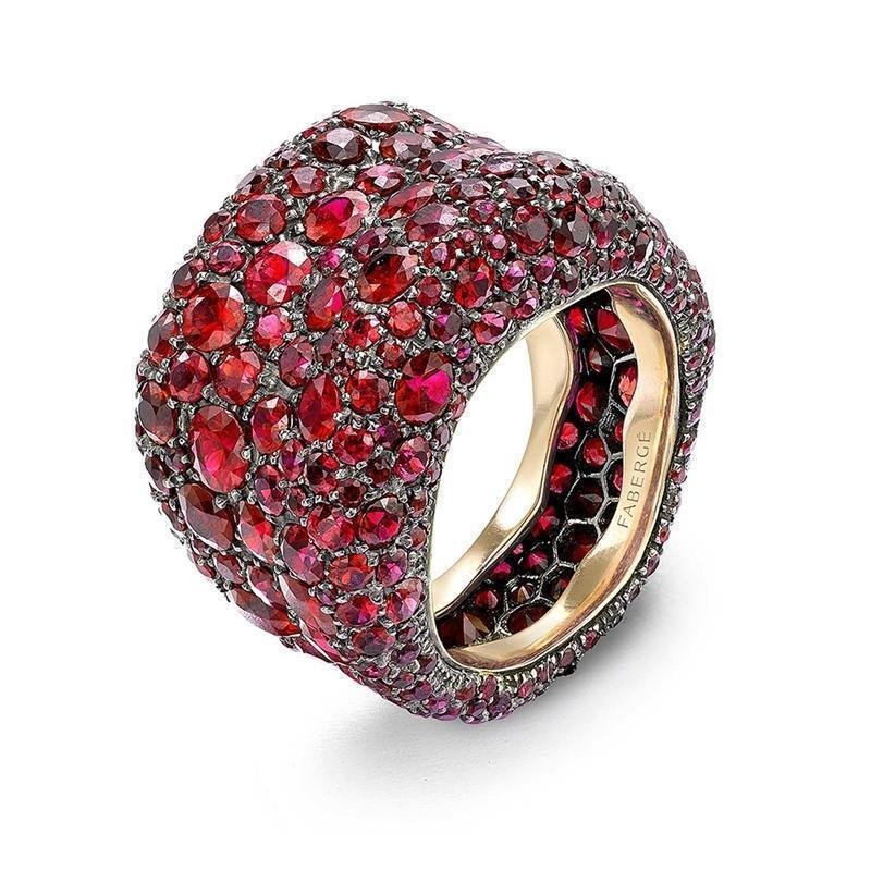 Faberge Emotion 18ct Yellow Gold Ruby Ring - 52