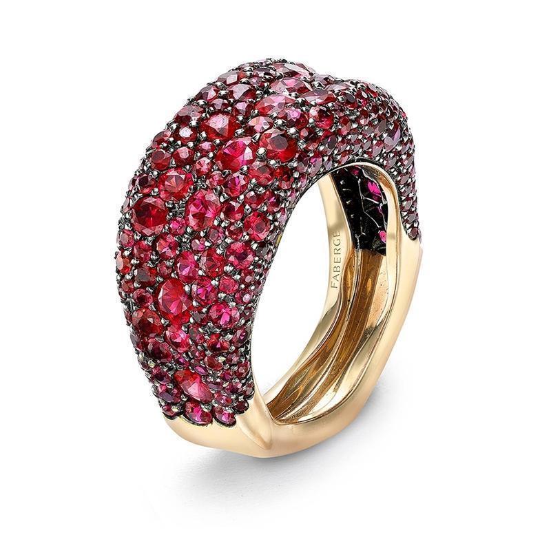 Faberge Emotion 18ct Yellow Gold Ruby Thin Ring - 57