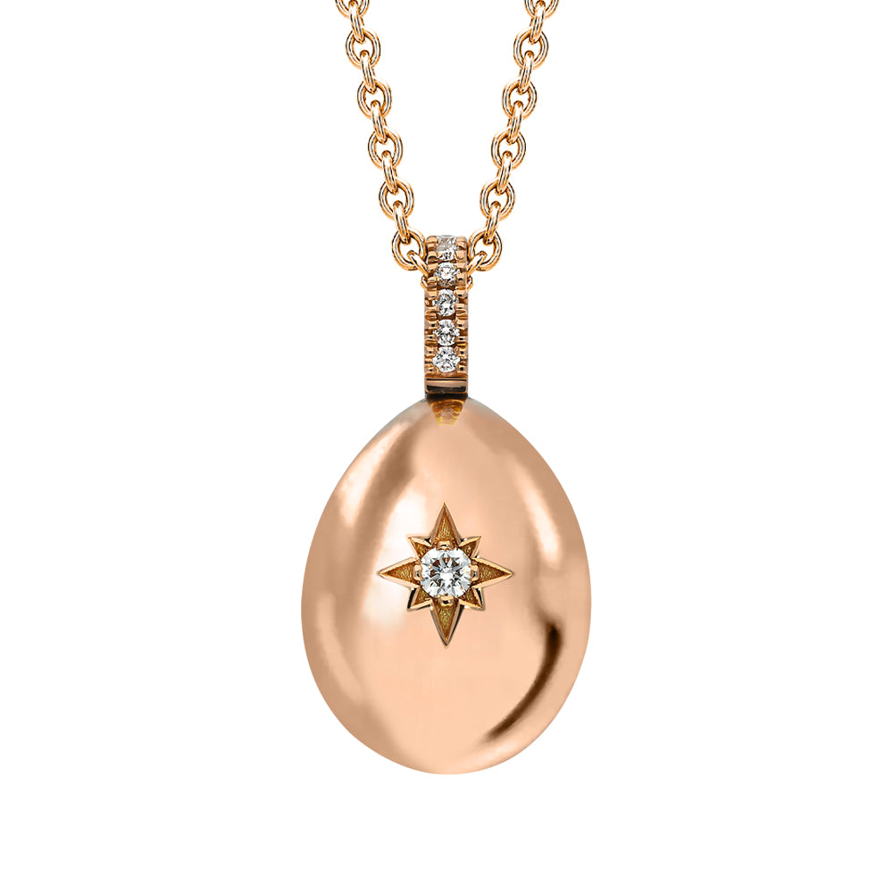 Faberge Essence 18ct Rose Gold 0.08ct Diamond Heart Egg Pendant Exclusive Edition - Rose Gold