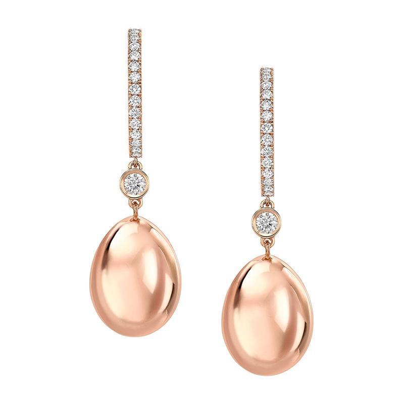Faberge Essence 18ct Rose Gold Diamond Simple Earrings - Yellow Gold