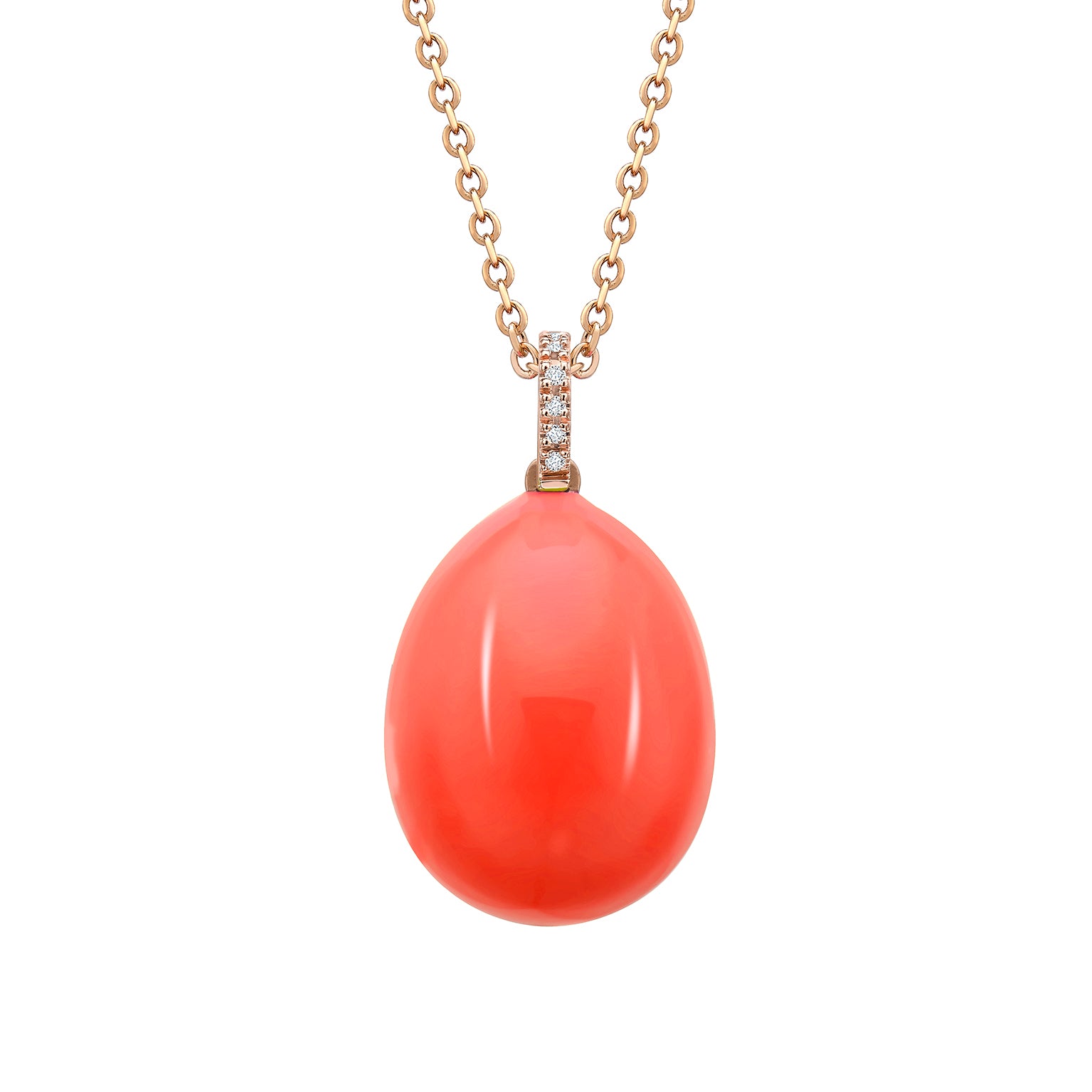 Faberge Essence 18ct Rose Gold Neon Orange Egg Pendant With Diamond Bail