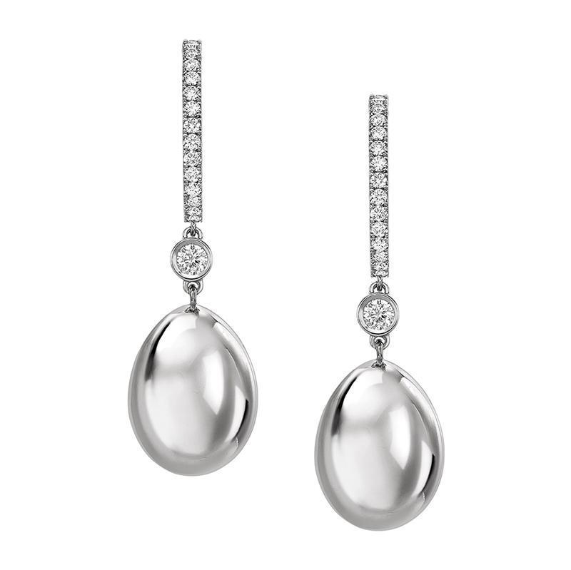 Faberge Essence 18ct White Gold Diamond Simple Earrings - White Gold