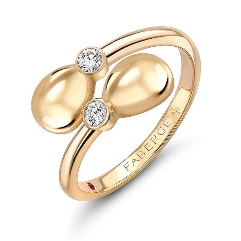 Faberge Essence 18ct Yellow Gold Diamond Crossover Ring - 53