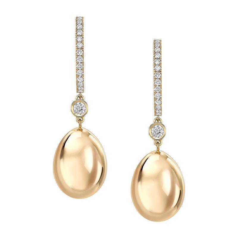 Faberge Essence 18ct Yellow Gold Diamond Simple Earrings - Yellow Gold