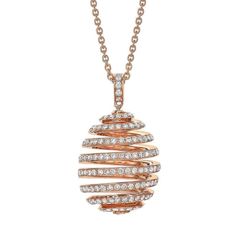 Faberge Essence Spiral 18ct Rose Gold Diamond Pendant - Silver