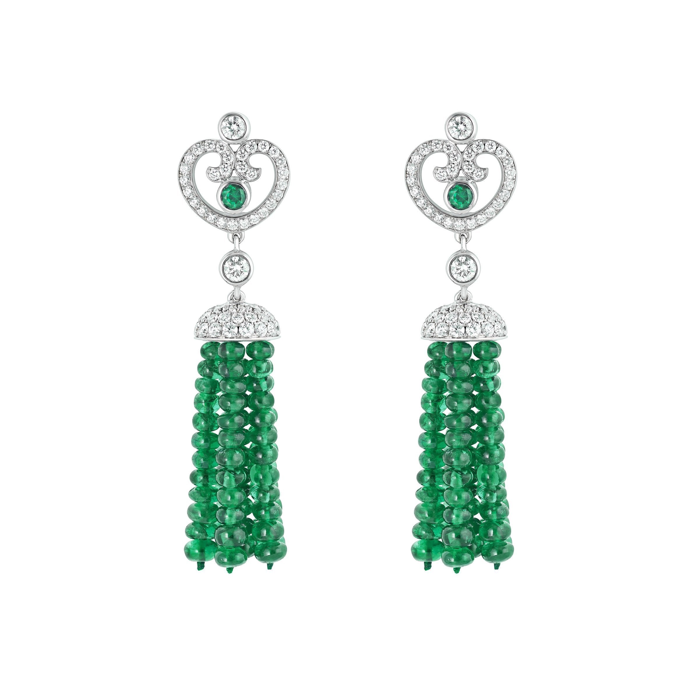 Faberge Imperial Imperatrice Emerald Tassel Earrings - Gold