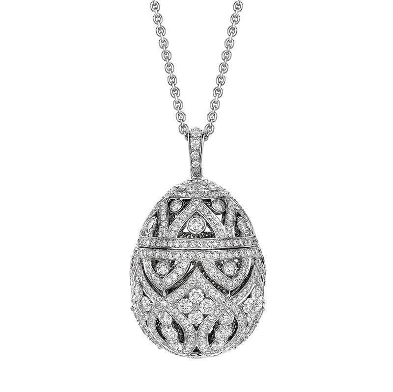 Faberge Imperial Zenya Diamond Egg Pendant - Silver