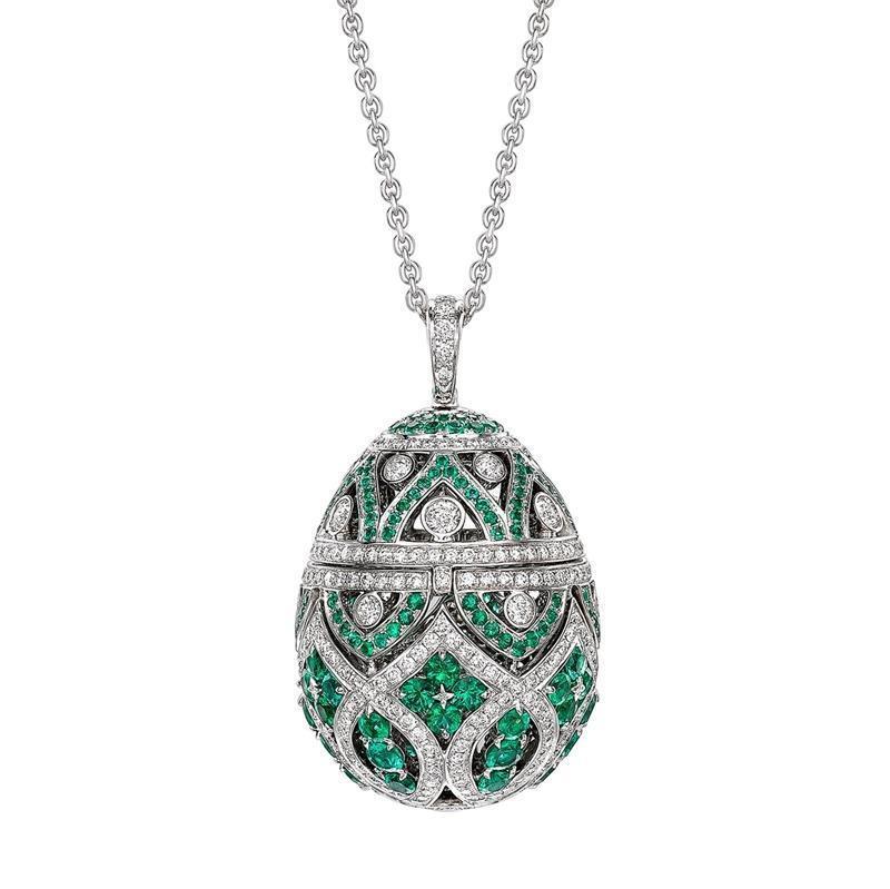 Faberge Imperial Zenya Emerald Pendant - Silver