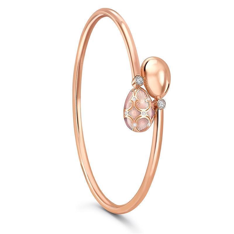Faberge Palais Tsarskoye Selo 18ct Rose Gold Diamond Crossover Bangle - Gold