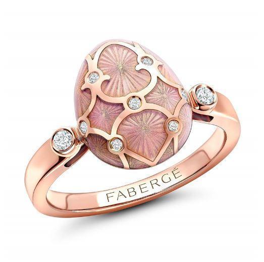 Faberge Palais Tsarskoye Selo 18ct Rose Gold Rose Ring - 56