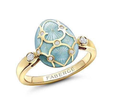 Faberge Palais Tsarskoye Selo 18ct Yellow Gold Turquoise Ring - 55