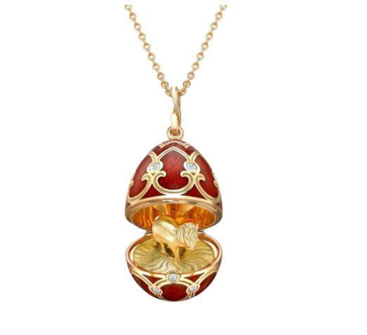 Faberge Palais Tsarskoye Selo Red Enamel Locket With Horse Surprise