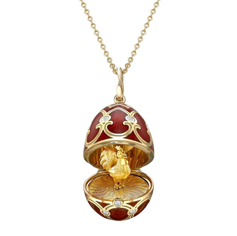 Faberge Palais Tsarskoye Selo Red Locket With Rooster Surprise