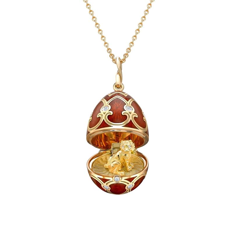 Faberge Palais Tsarskoye Selo Red Locket With Tiger Surprise