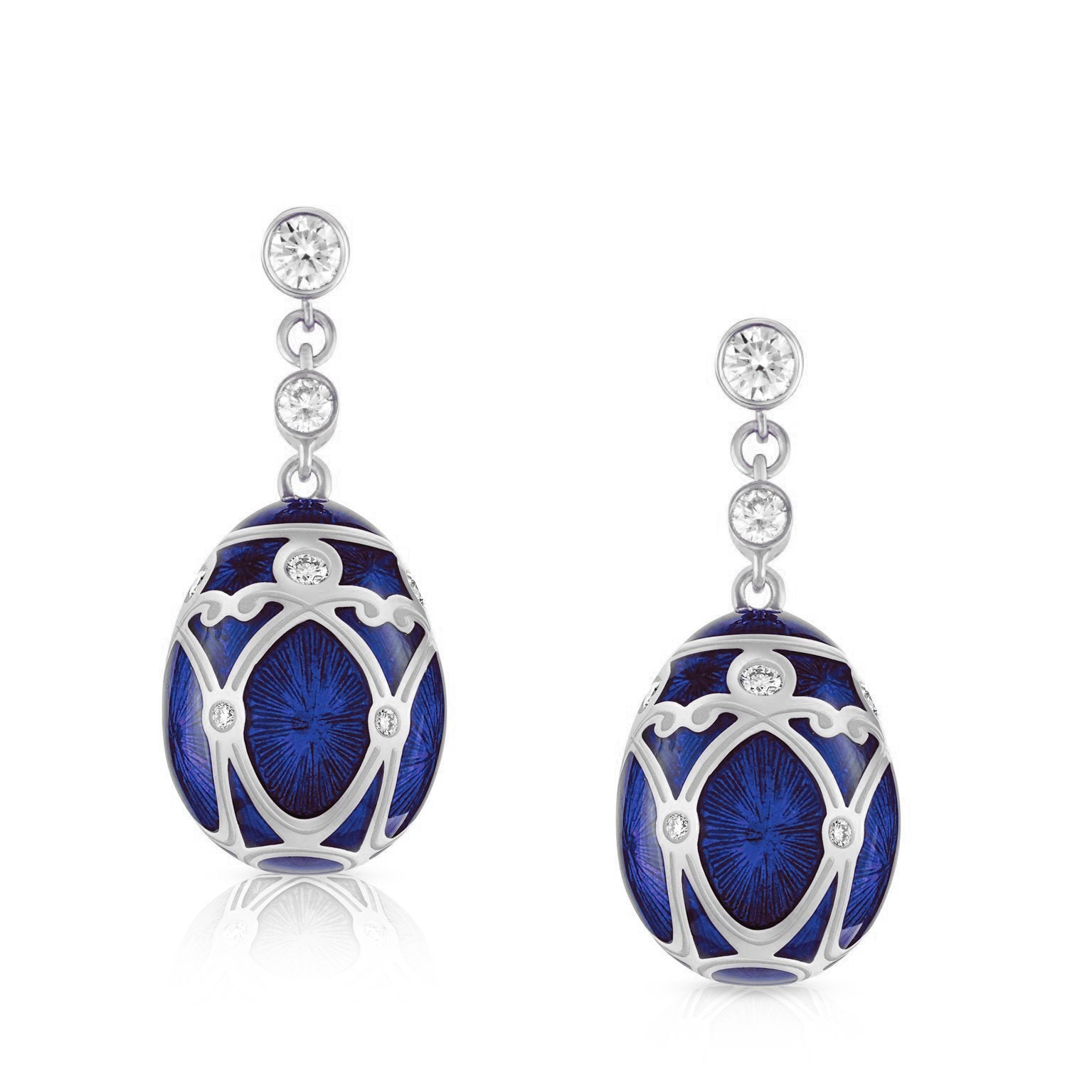 Faberge Palais Yelagin 18ct White Gold Diamond Royal Blue Earrings - White Gold