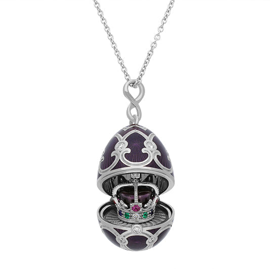 Faberge Royal Jubilee Exclusive Limited Edition Crown Surprise Locket - White Gold