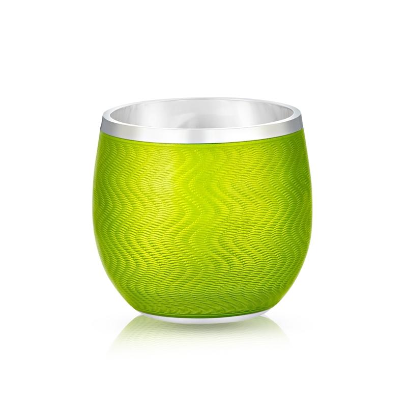 Faberge Sterling Silver Light Green Guilloche Vitreous Enamel Shot Glass