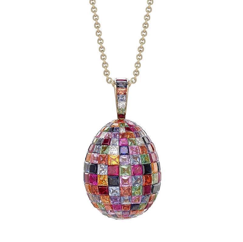 Faberge Treasures Mosaic Multi-coloured Pendant - Silver