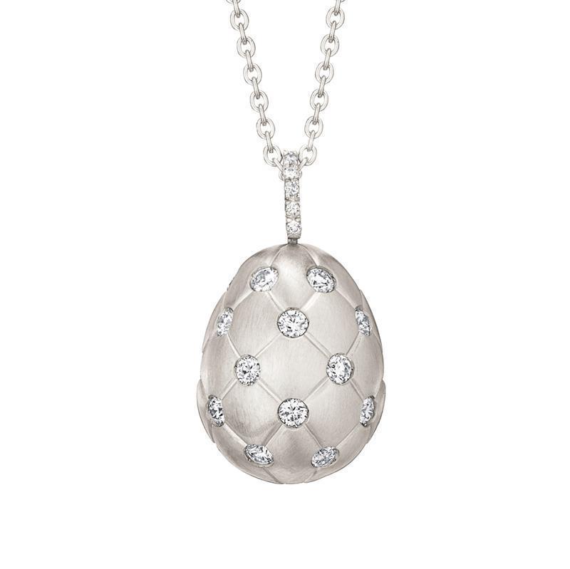Faberge Treillage 18ct White Gold Diamond Matt Pendant - White Gold