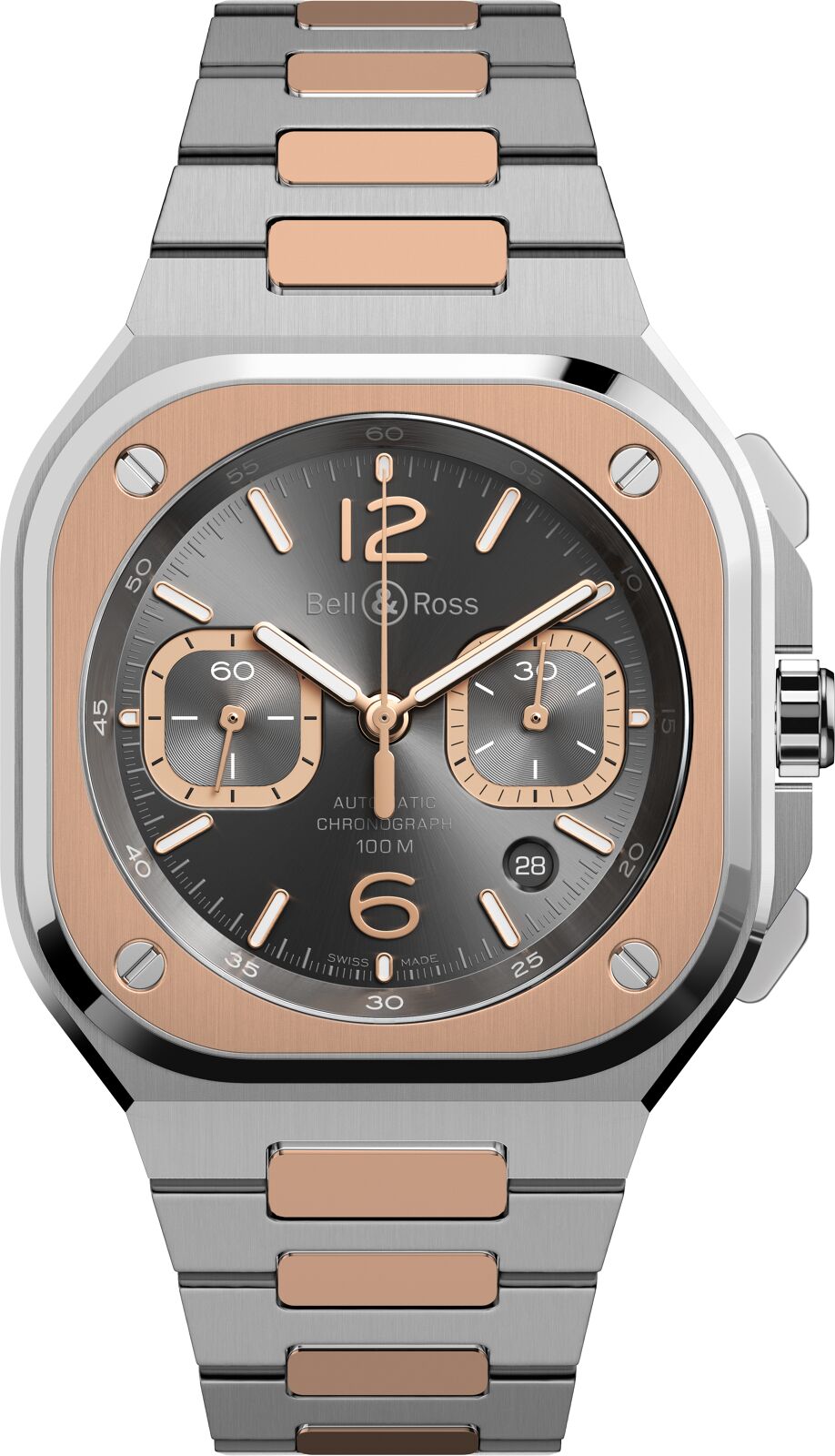 Bell & Ross Br 05 Chrono Grey Steel Gold Bracelet