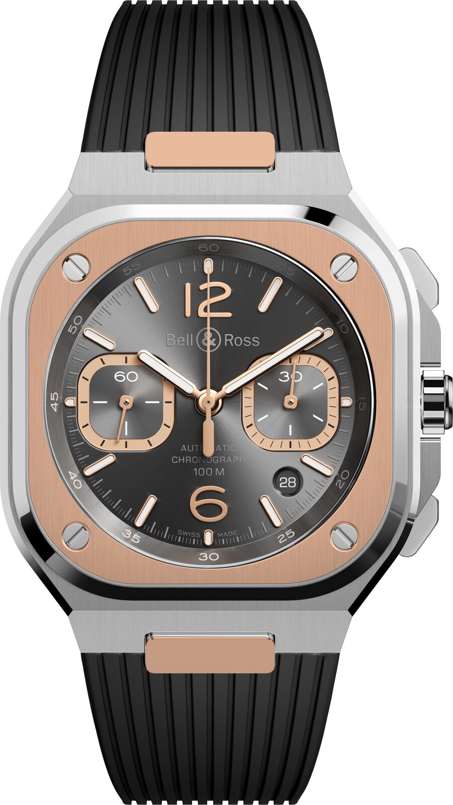 Bell & Ross Br 05 Chrono Grey Steel Gold Rubber
