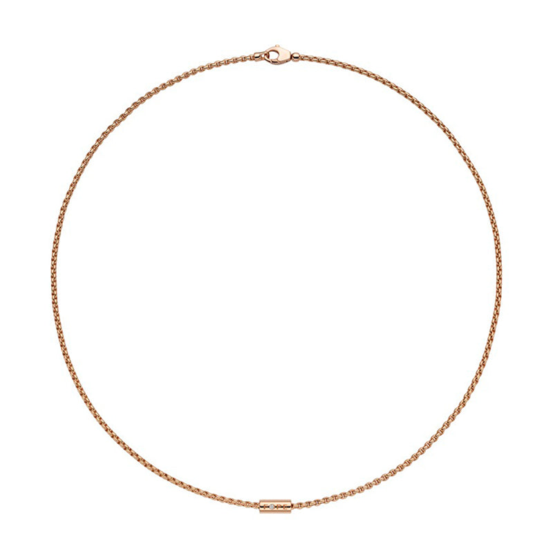 Fope Aria 18ct Rose Gold 0.02ct Diamond Necklace - 90cm