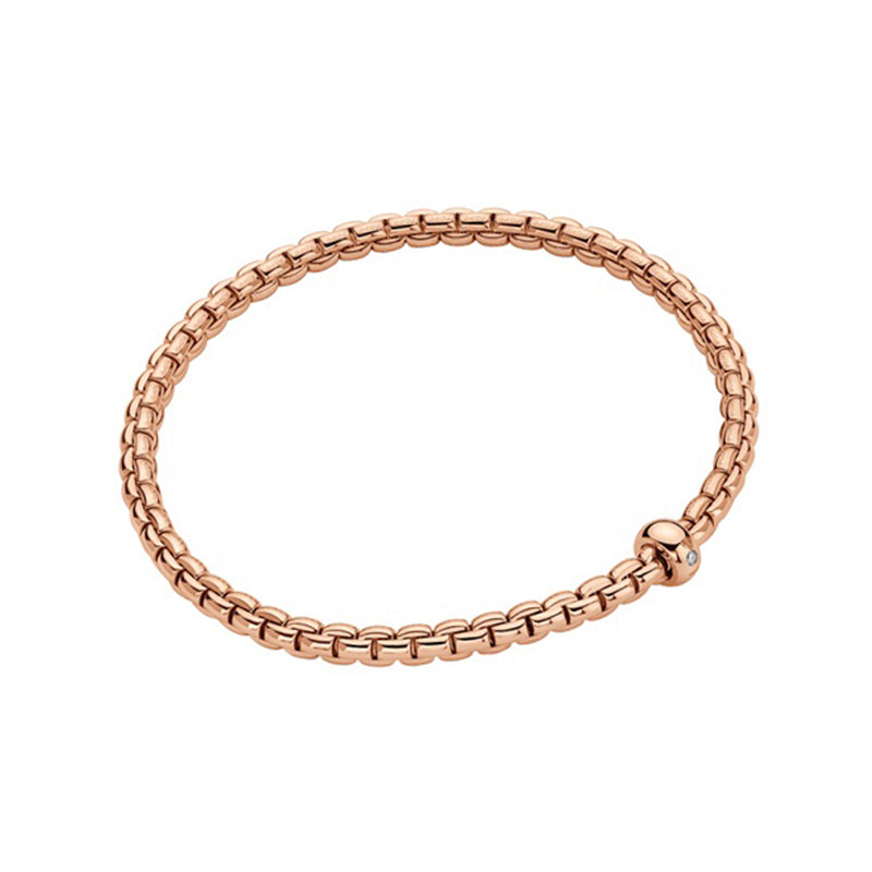 Fope Eka 18ct Rose Gold 0.01ct Diamond Flexible Bracelet - Xs