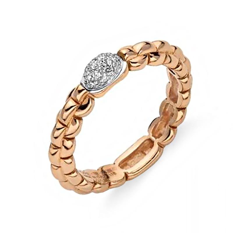Fope Eka 18ct Rose Gold 0.10ct Diamond Ring - U
