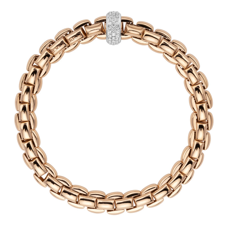 Fope Eka 18ct Rose Gold 0.58ct Diamond Bracelet - S
