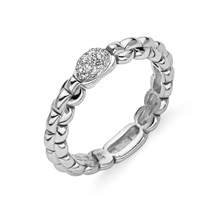 Fope Eka 18ct White Gold 0.10ct Diamond Ring - L