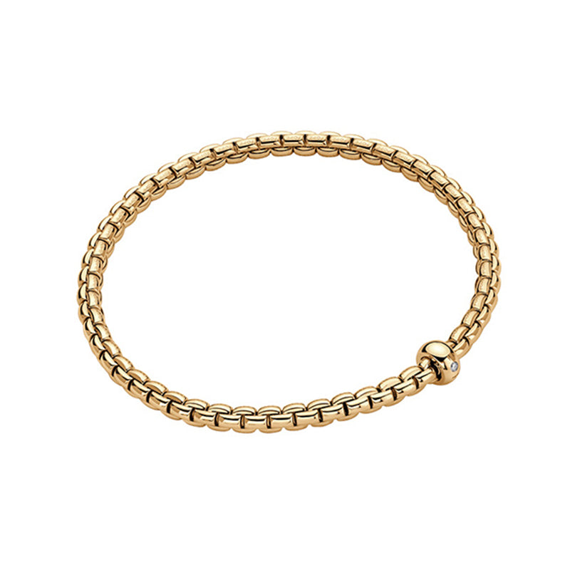 Fope Eka 18ct Yellow Gold 0.01ct Diamond Flexible Bracelet - Xs