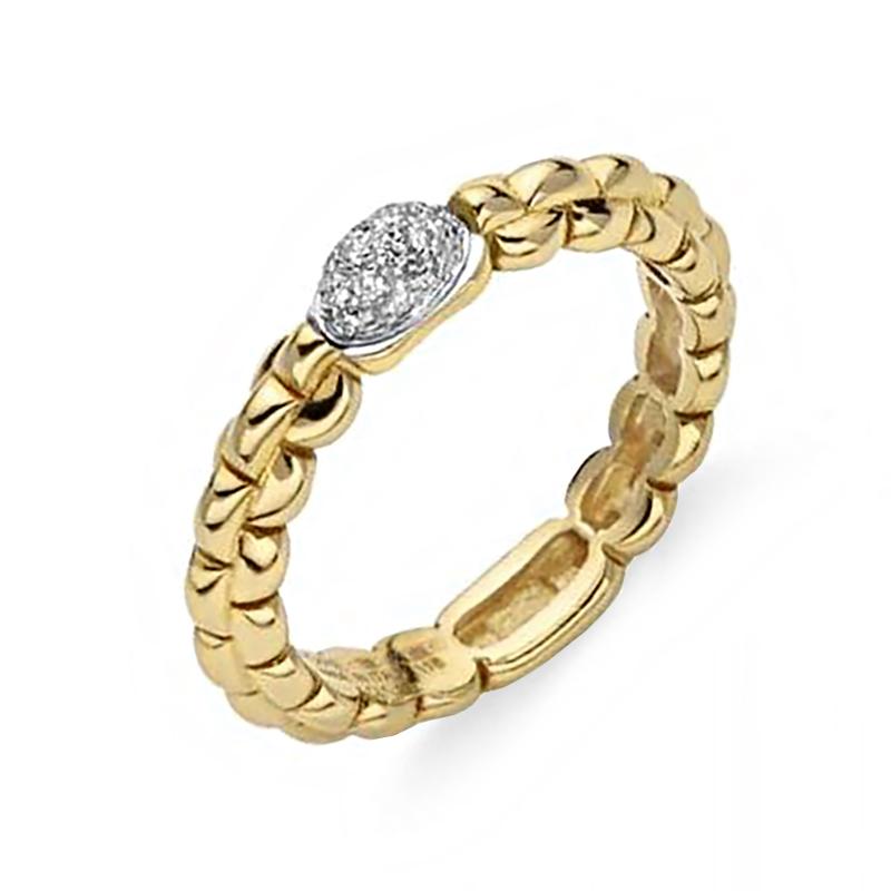 Fope Eka 18ct Yellow Gold 0.10ct Diamond Ring - R