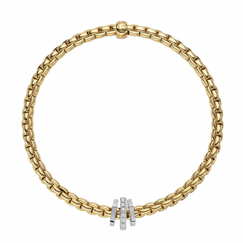 Fope Eka 18ct Yellow Gold 0.15ct Diamond Bracelet - S